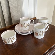 SUSIE COOPER TALISMAN 3 x COFFEE CUPS/CANS & SAUCERS - C1139 - plus sugar bowl 