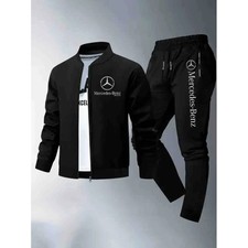 Mercedes-benz Mens Full Tracksuit Jacket and Sweatpants! Zipper Top and Bottom!