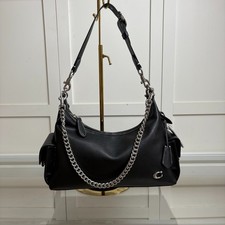 Coach CAM20 Pocket Juliet Bag 30 Handbag Shoulder Bag Leather Black Women