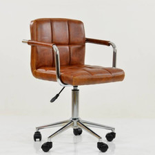 Office Chair Desk Chair Faux Leather Vintage Brown Swivel Adjustable With Arms