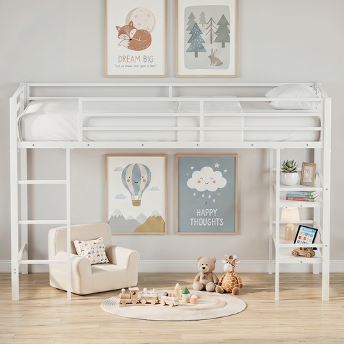 Single metal loft - bed, storage