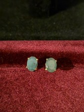 18ct Yellow Gold Vermeil Crystal Jade-style Stud Earrings