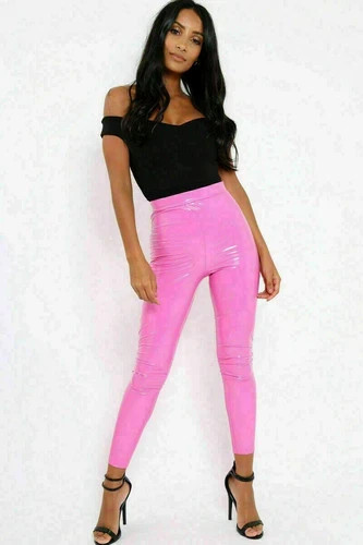 Ladies vinyl pvc shiny pink - pvc,