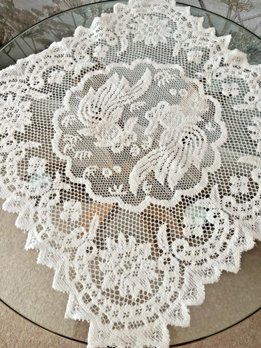 Vintage white polyester lace - vintage,