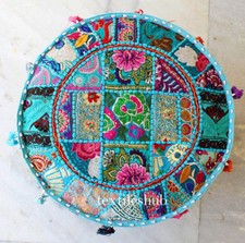 Indian handmade round pouffe - handmade,