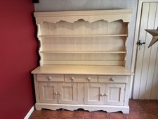 Vintage Antique Pine Welsh Dresser In White. Good Condition