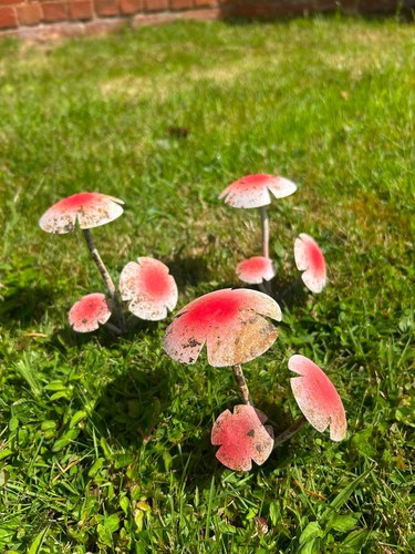 Set metal red toadstool - set, 3