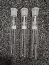 QUICKFIT LAB GLASSWARE TEST TUBES x 3. MF24/3/8 SOCKET SIZE 24/29