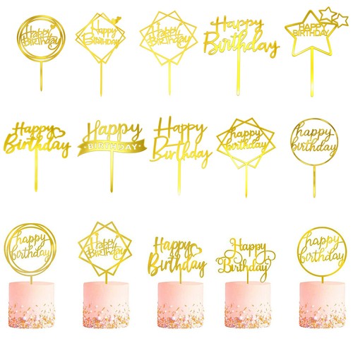 Happy birthday gold cake - happy,
