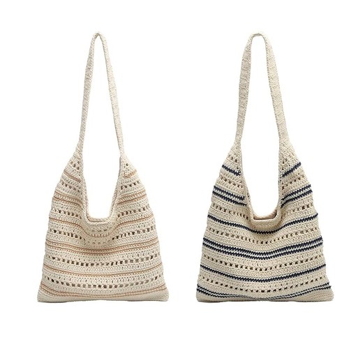 Striped knitted beach bag for - knitted,