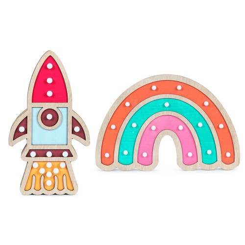 Wooden rocket rainbow - rocket,