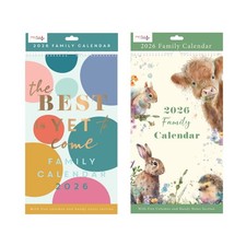 Family Organiser 2026 Month to View 5 Columns Planner Long Wall Calendar