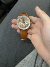 krug baumen watch mens Diamond Air Traveller Quartz Chronograph Gold-brown Watch