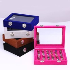 Velvet Ring Earring Jewelry Display Organizer Box Tray Holder Storage Show Cases