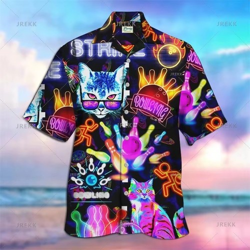 Mens button down neon bowling - down,