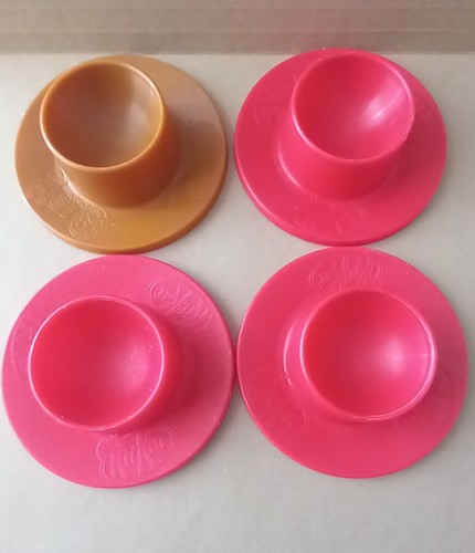 Vintage retro plastic egg cups - egg,