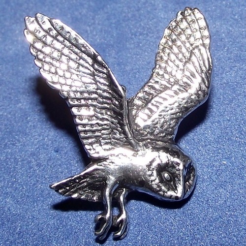Pewter flying owl brooch - pewter,