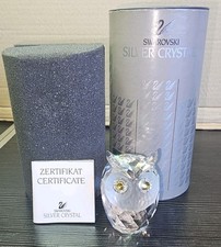 Boxed Complete  VGC Swarovski Silver Crystal Owl 