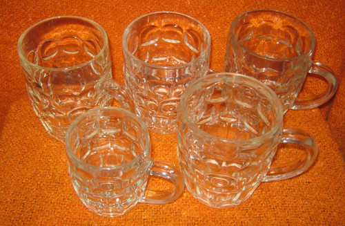 Dimpled pint glass - +, half
