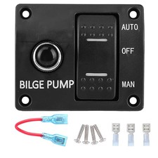 3 Way Bilge Pump Switch Panel Auto Off Manual 12V 24V with LED Indicator 15A UK