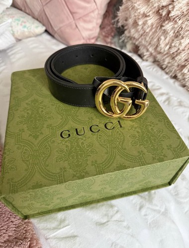 Gucci black leather belt - black,