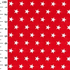 Star Print Fabric - Red &
