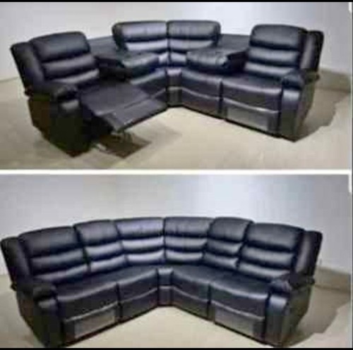Roma black leather - black, sofa