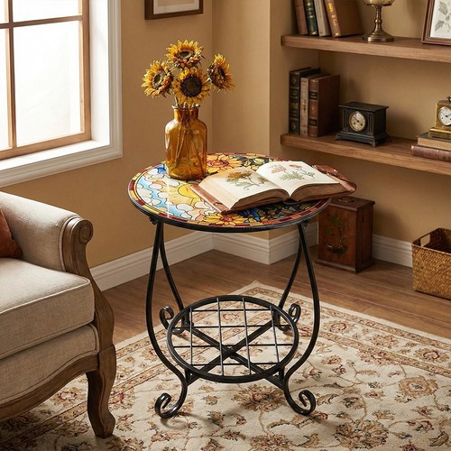 Mosaic side table - mosaic, folding