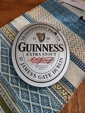 Vintage Guinness Extra Stout Mirrored Bar Pub Sign Oval 17x13 