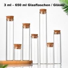 3ml-650ml Small Clear Glass Bottles Tiny Vial Jars Wide Opening Bottle with Cork