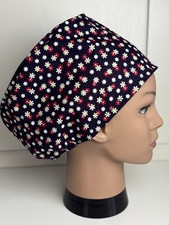 Navy Daisies  100% Cotton Pink