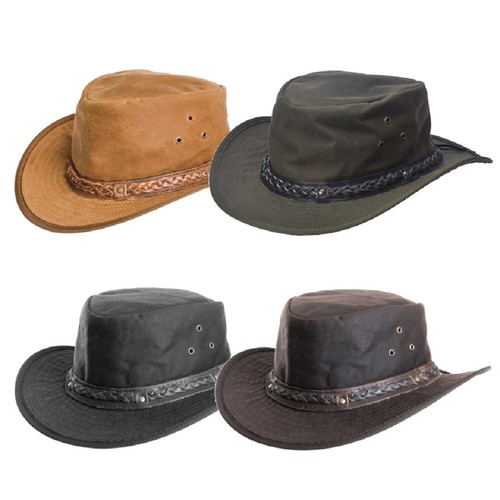 Waxed cotton fedora aussie - waxed,