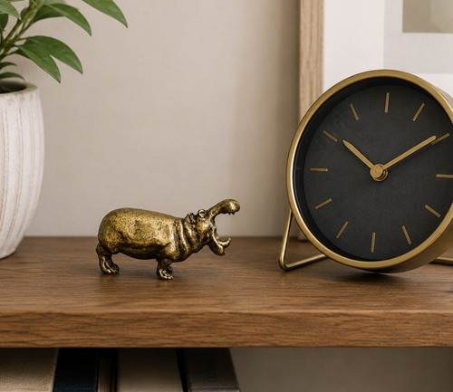 Modern brass hippo - hippo, figurine