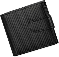 Genuine Leather Men Wallet Slim RFID Blocking Zip Pocket Banknote Compartments