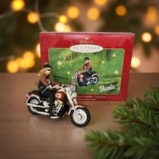 New 2001 HALLMARK KEEPSAKE Barbie on 1990 Fat Boy Harley Davidson Motorcycle 