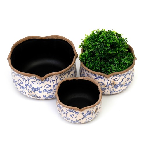 Vintage blue cream ceramic - blue,