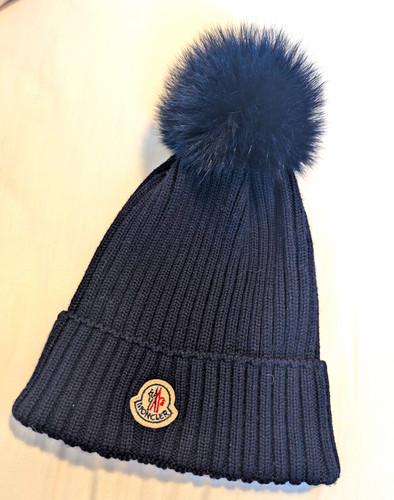 Moncler navy wool knit beanie - moncler,