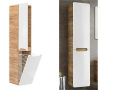 Tall Slim Laundry Basket Bathroom Wall Cabinet Storage Unit White Gloss Oak Arub