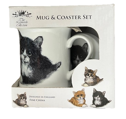 Cat fine china mug - and, coaster