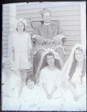 First Communion, Priest ~ Original Antique Glass Negative ~ Milford DE Estate
