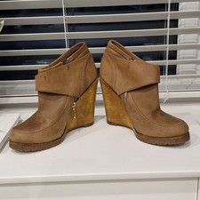 Tan Mulberry platform wedge heel boots - size 6.5
