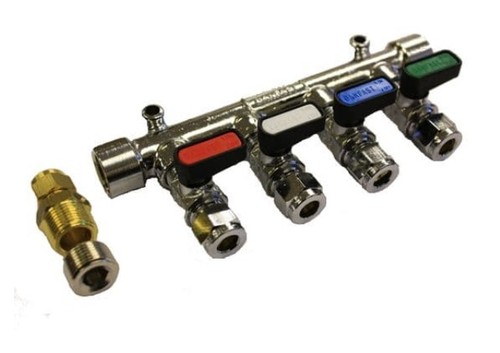 8mm way gas manifold - 8mm, (5/16")