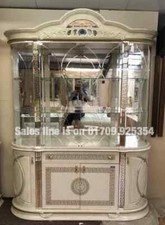 NEW VENUS DESIGN CREAM & GOLD ITALIAN HIGH GLOSS 4 DOOR VITRINE/DISPLAY UNIT