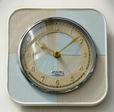 NEW 21cm Mid Century Style Wall Clock - Blue Retro Vintage French Formica Gift