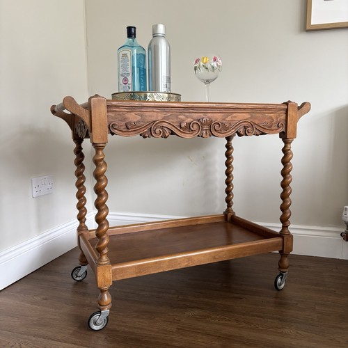 Vintage wooden drinks trolley - vintage,