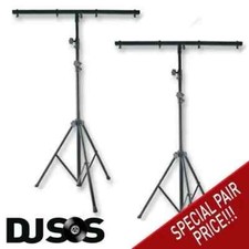 2 x Lighting Stand 2.5m Light Tripod inc T Bar Metal Black Disco DJ