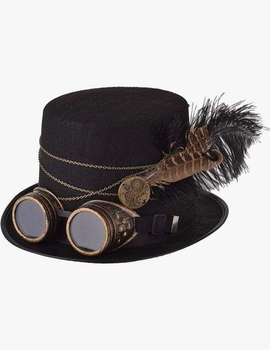 Steampunk black felt top - felt, hat