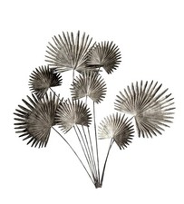 Unusual Silver Fern Metal Wall Art Giant Burnt Silver Leaves Wall Art 80cm