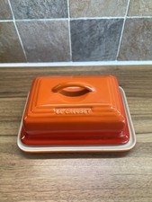 Le Creuset  Covered Butter Dish Volcanic Orange Rare Old Style Christmas Ready