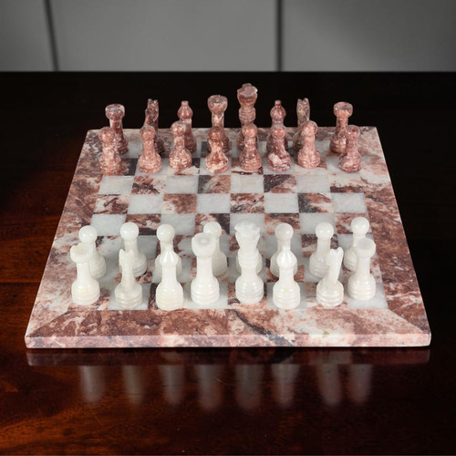 Pink white marble chess - &,